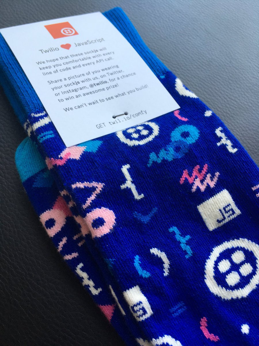 Surroundsound's tweet photo. To get some ⁦@twilio socks @ #jsconfeu you had to give them a bad joke, so here’s mine:  
Why did the tester get on the bike?
To prove they could brake it. https://t.co/ijxUOOklw5