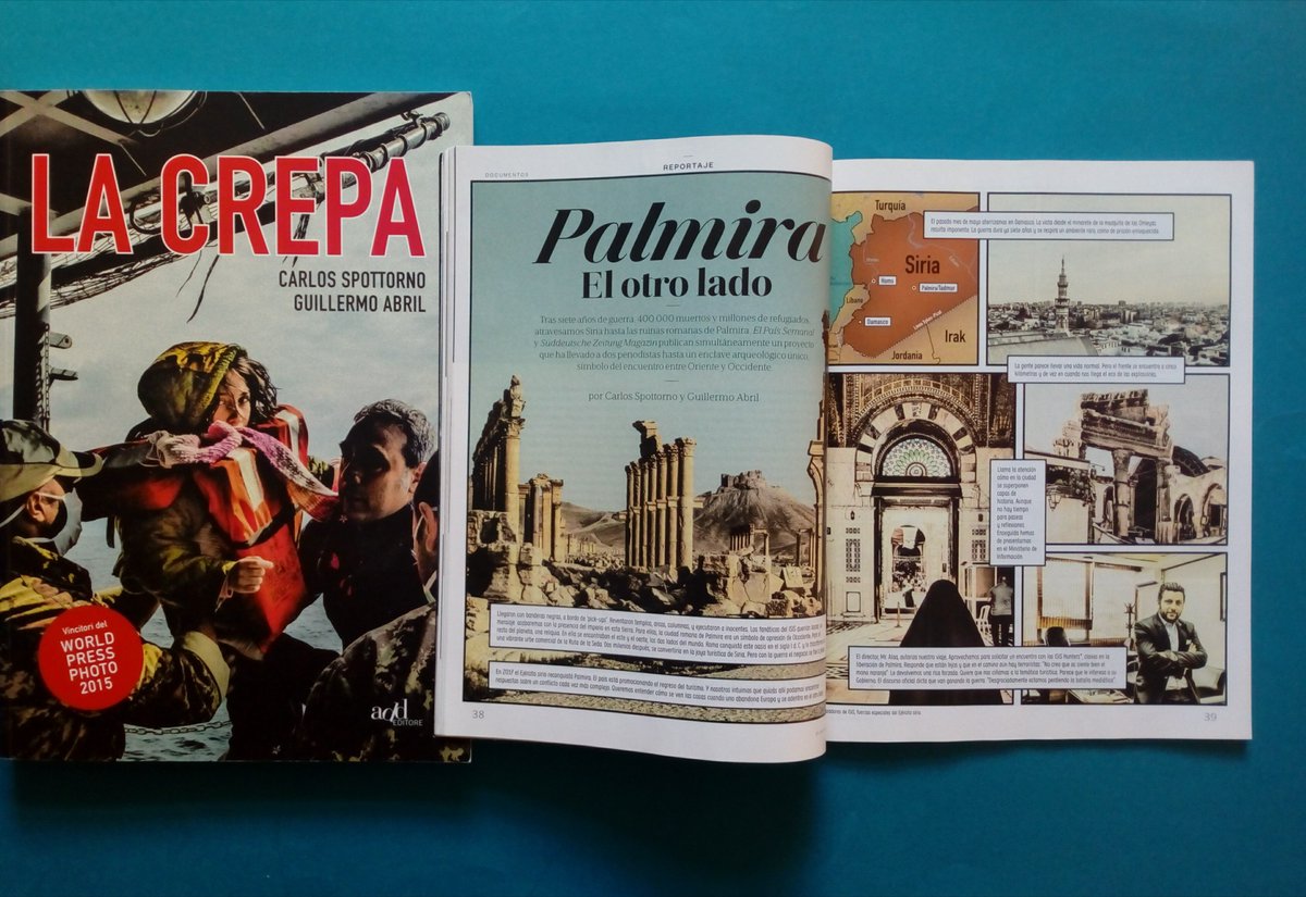 add_editore's tweet photo. Bella soddisfazione per i nostri @spottorno e @GuillermoAbril, che qualche giorno fa si sono aggiudicati l'ambito @EuroPressPrize come miglior esempio di "giornalismo innovativo" per "Palmyra, the Other Side", reportage uscito su @elpaissemanal e sul @SZ, nello stile de #LaCrepa. https://t.co/7nDdZSsZTB