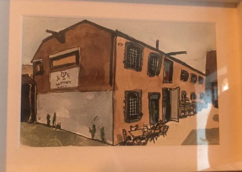 Our Brewery! Painted by magnificent human and Penge resident <a href="/darrenhayman/">Darren Hayman</a> who's artwork is on display (and for sale!) in our taproom today! Open now til 8pm.