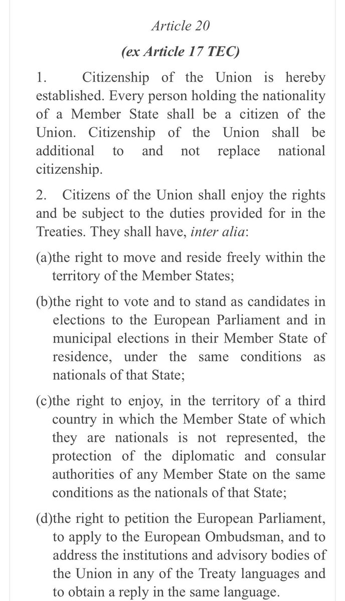 theukeuparty's tweet photo. @sturdyAlex Remember .@andrealeadsom,  EU citizenship (A20 TFEU) ceases to apply to UK citizens once the treaties cease to apply to the UK (A50 TEU) in no deal.

They will be 3rd country citizens

#FBPE #stopbrexit #VoteLeaveBrokeTheLaw #bollockstoBrexit #RevokeA50 https://t.co/GEXXoucMtM