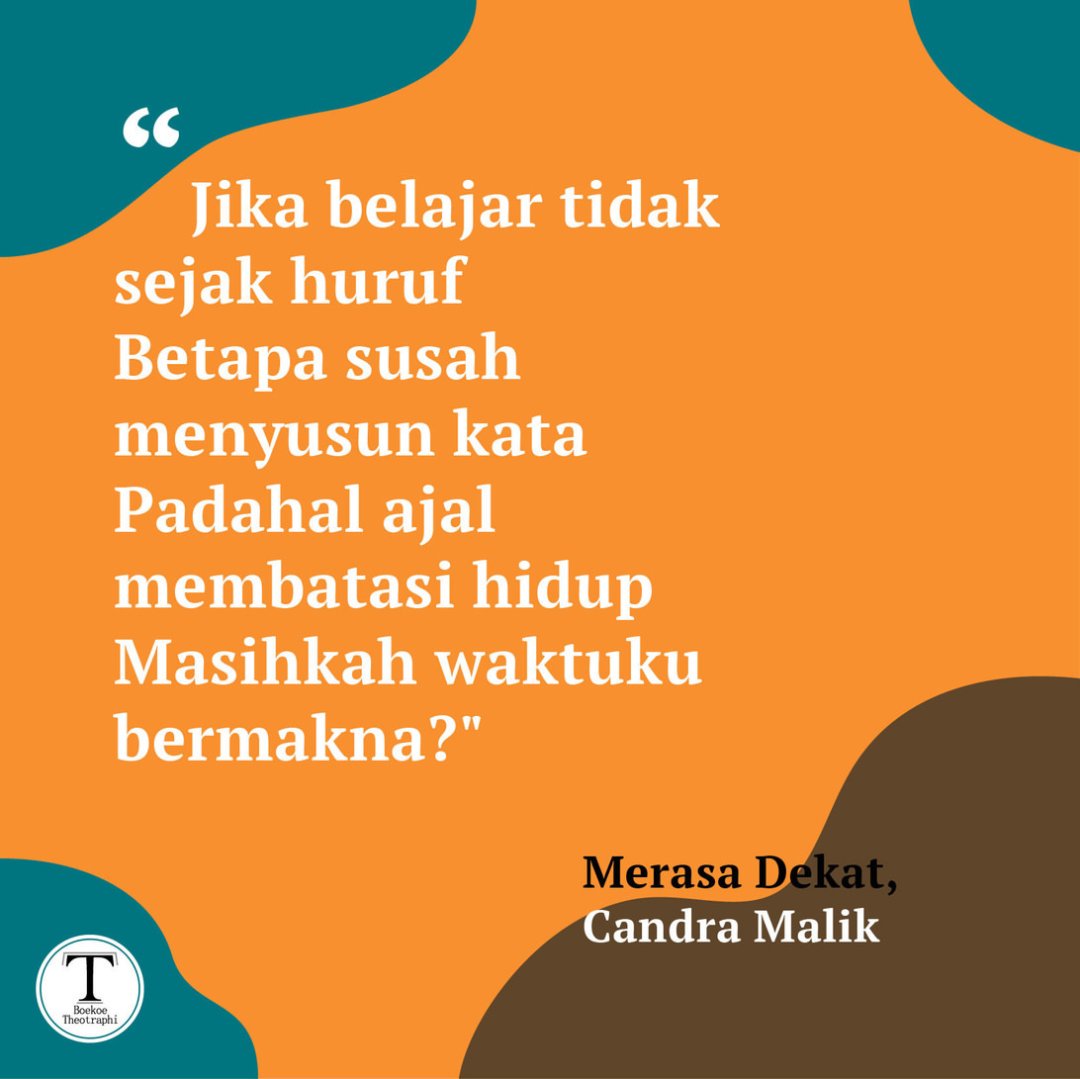 Theotraphi's tweet photo. Kata adalah langkah awal mengurai makna

#boekoetheotraphi #buku #bukuteologi #bukusastra #bukufilsafat #philosophy #literatur #pecintabuku  #blibiophile #Ramadhan #THR #kerjakosong https://t.co/4yYDQZMmRL