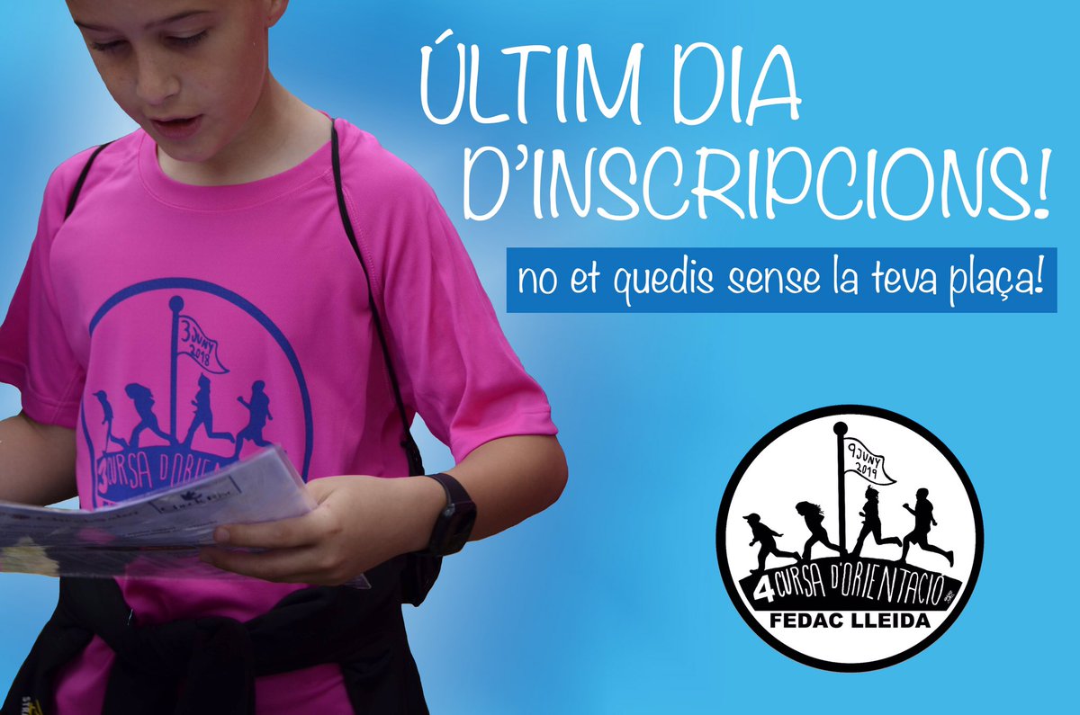 CursaFedacLL's tweet photo. ÚLTIM DIA per inscriure’s a la #4acursaorientaciófedaclleida Teniu fins les 23:59h d’avui, per acabar de fer equip i apuntar-vos! A què esteu esperant? #9dejuny #lastcall https://t.co/WnYtIRuUzb
