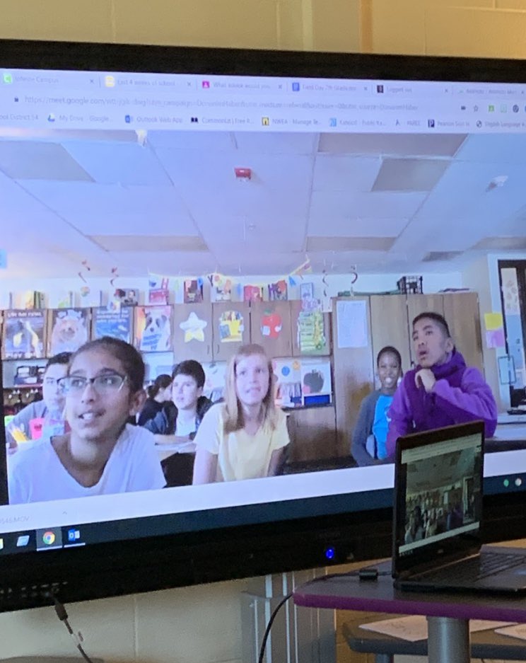10JenniferR's tweet photo. What an exciting Google Meet experience with @JenniferSiemie1 6th graders. I recognized a few faces as Muir was my previous home. We exchanged advice as they asked some great questions about coming to junior high next year. Good luck 6th graders! #Innovate54 #Weare54 #Keller https://t.co/cKp4zvkjyB