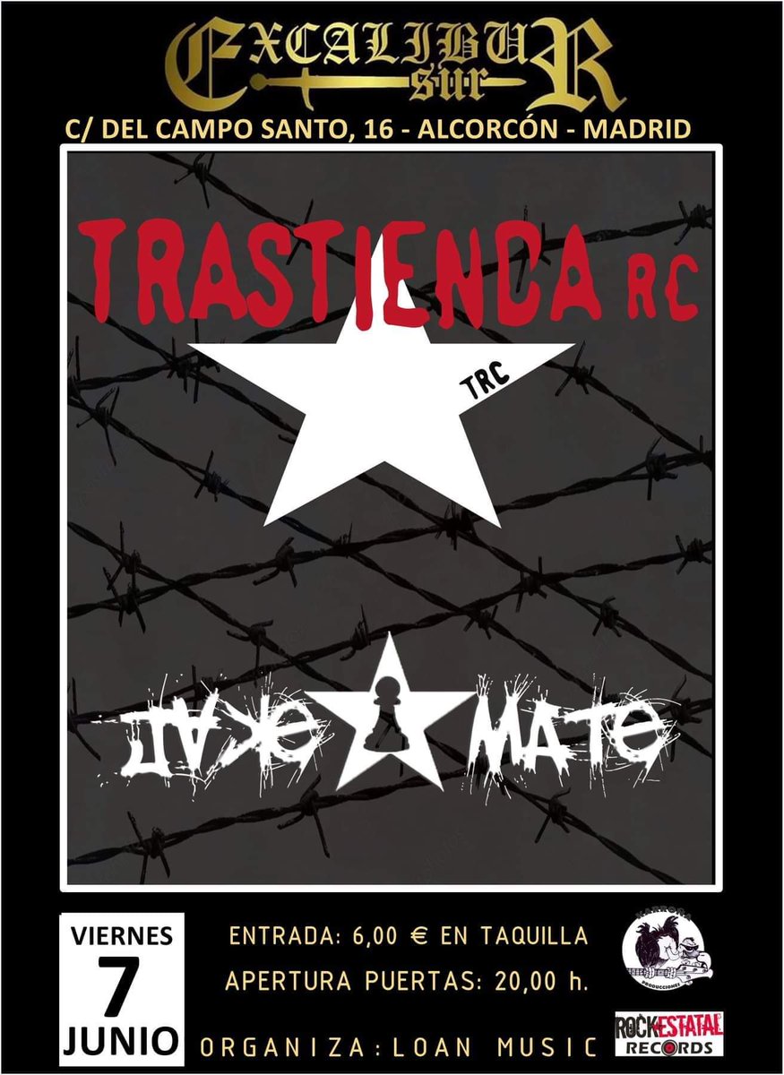 jakematerock's tweet photo. Buenas a todxs! Recordaros que el próximo viernes estaremos en la sala Excalibur de Alcorcón junto a los compas de @TrastiendaRC para una noche genial! Os esperamos! Salud y rock! #rock #punkrock #Alcorcon #excalibur #conciertos #conciertosmadrid https://t.co/1UZNNF8Ud9