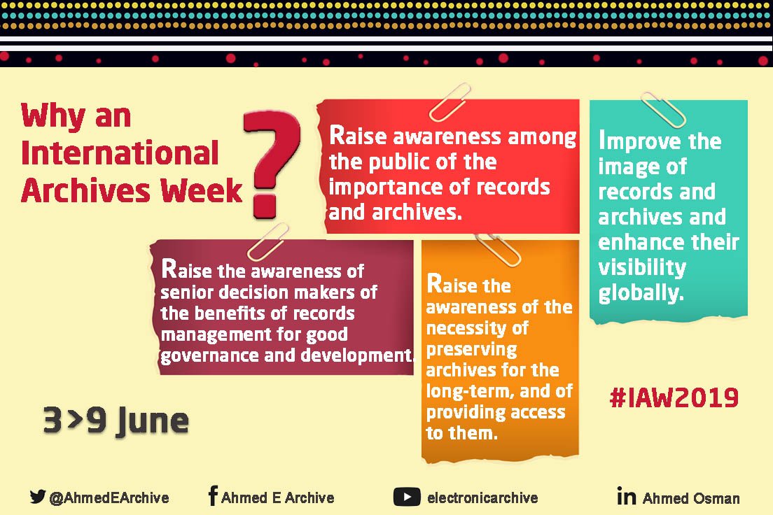 AhmedEArchive's tweet photo. لماذا نحتفل باليوم العالمي للأرشيف؟
why we are celebrating the International Archives Day?
#اليوم_العالمي_للأرشيف
#الأسبوع_العالمي_للأرشيف #كونجرس_المجلس_الدولي_للأرشيف_2020 #الرقمنة
#الأرشفة_الإلكترونية #إدارة_المحتوى_المؤسسي #earchive #Digitization #ECM #IAW2019 #ICA2020 https://t.co/pLheG1CoEt
