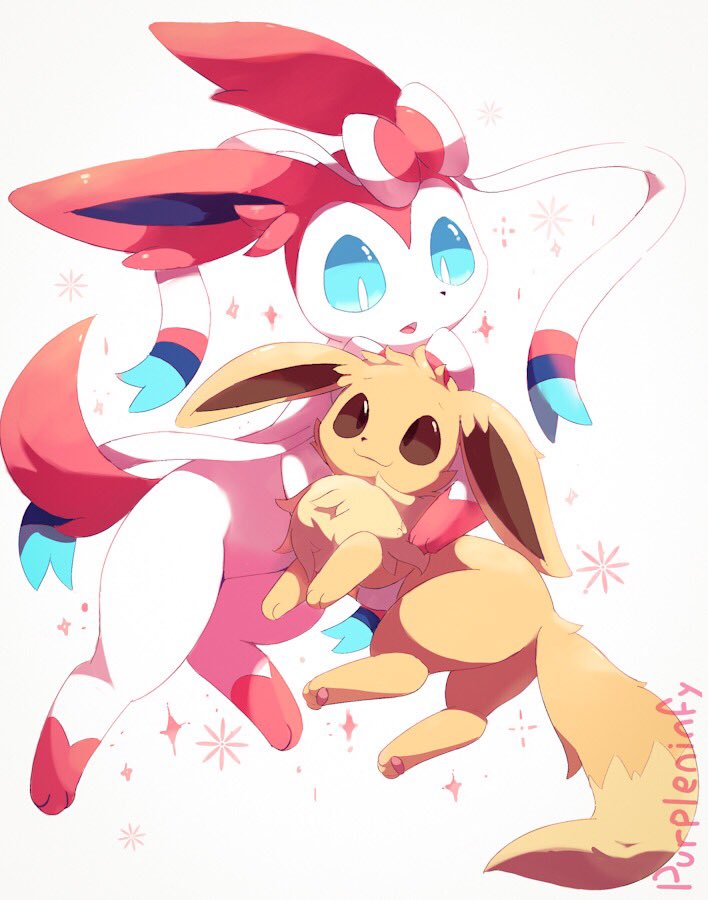 Ribbonfiddle's tweet photo. Artwork for the Monthly vote on my Patreon 'w' snuggly! #Sylveon #Eevee https://t.co/ibBrZMGBji