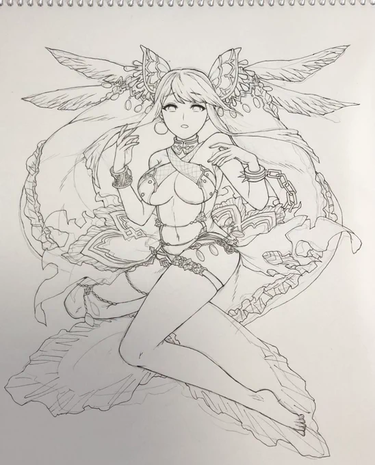 ひれ(?)を描くのとても楽しいけど装飾が大変だった頭……_:('ཀ`」 ∠): 