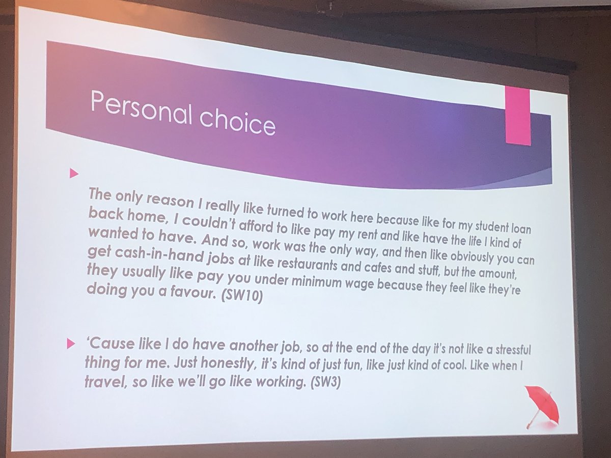 bronwynmcbride's tweet image. Many immigrants face minimum wage jobs, racism &amp;amp; discrimination, non-recognition of credentials or exclusion from formal work opportunities. In this context, #sexwork can provide greater freedom. @abel_gillian at #CRN6_DC2019