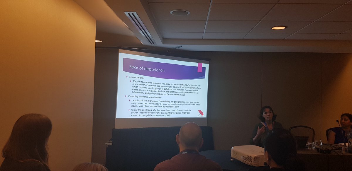 criminographer's tweet image. Fear of deportation affects engagement with sexual health services and reporting any incidents to authorities @abel_gillian #CRN6_DC2019