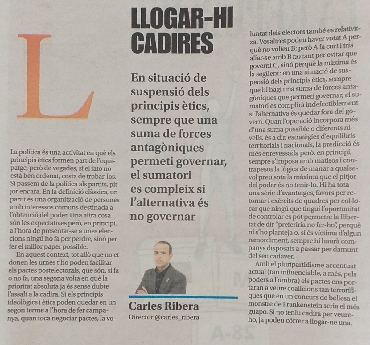 sompoble_sort's tweet photo. Més lectura per avui: Llogar-hi cadires https://t.co/Muc6Gi0cM8
@LaRepublicaCat  @Carles_Ribera 
#SomPobleSort https://t.co/7uKkoMYZKE