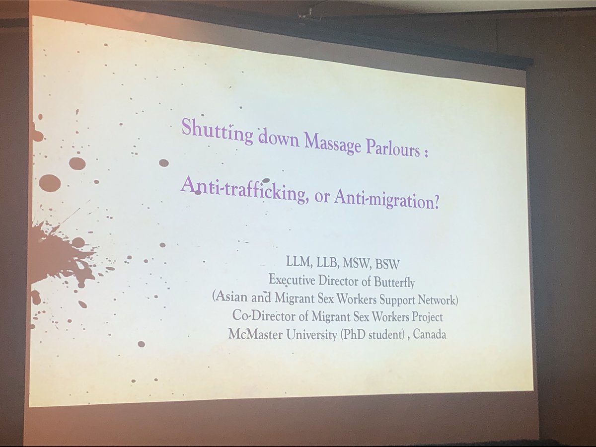 bronwynmcbride's tweet image. Elene Lam of @ButterflyCSW: is shutting down massage parlors anti-trafficking, or anti-migration? 

Because massage parlors are supported by third parties and mitigate language barriers with clients, they are accessible spaces for migrant workers.
#CRN6_DC2019 #sexwork