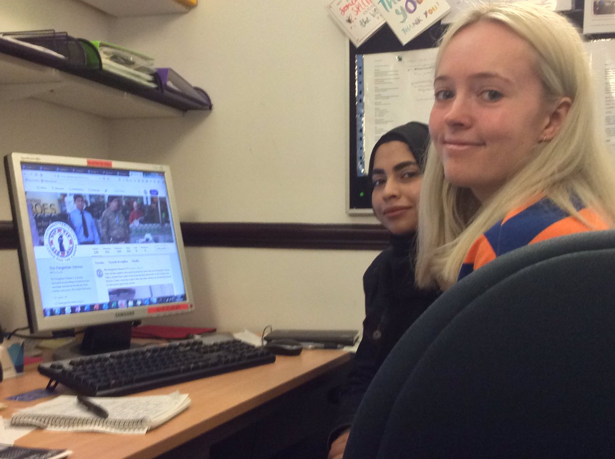 Here’s a picture of Stevie, one of our student volunteers, instructing Fizza on the use of social media. Fizza is on a five week placement from Leeds Trinity University whereas Stevie has just completed a year volunteering at the charity. #CaringForTheCarers