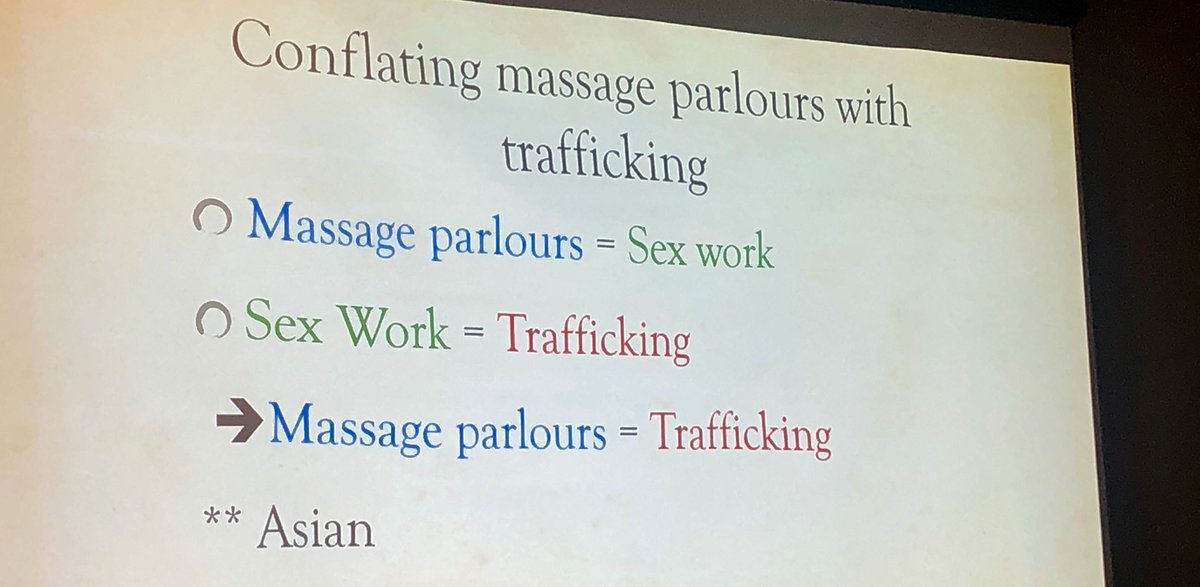 bronwynmcbride's tweet image. Ongoing conflation between sex work and #trafficking, and consistent assumption of Chinese and Asian women as being sex trafficked results in high policing &amp;amp; surveillance which harms immigrant sex workers. #CRN6_DC2019 #sexwork @ButterflyCSW