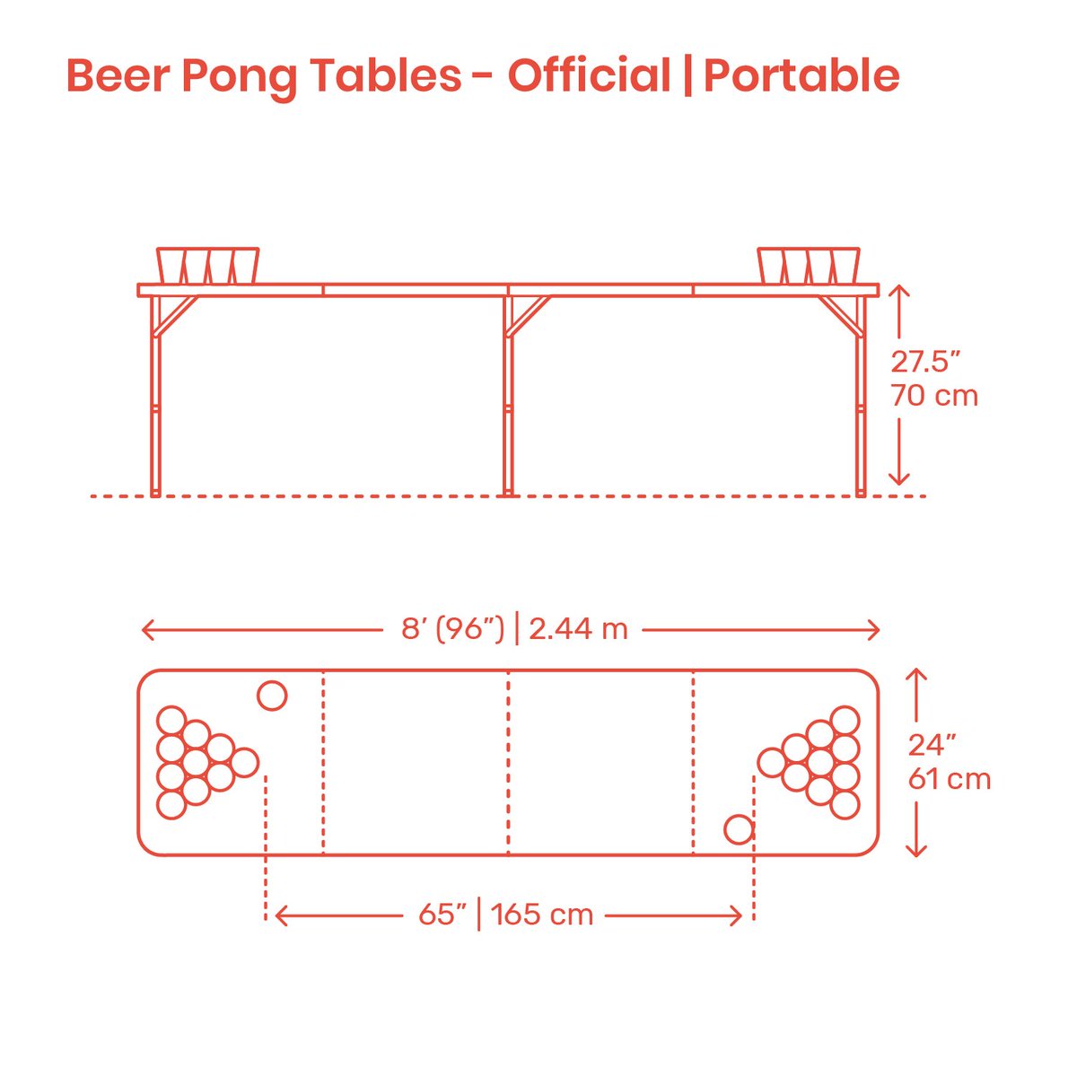 Beer Pong Tables - Official (Portable) Dimensions & Drawings