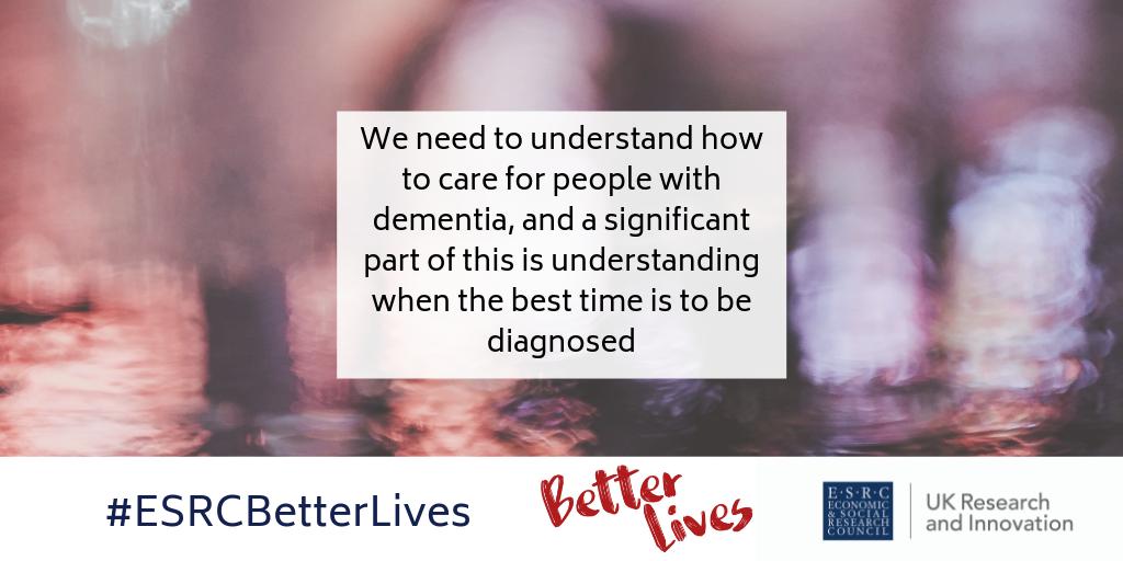 ESRC's tweet image. Elyse Couch&apos;s new #ESRCBlog explores the benefits of early diagnosis in creating better lives for people experiencing dementia - ow.ly/KWNl50utsIY #ESRCBetterLives