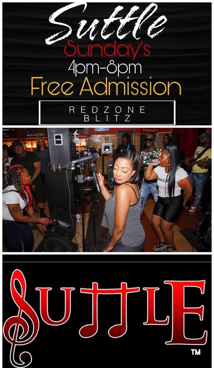 squadsuttle's tweet photo. SUNDAY'S IS FUN>>💃🏽🕺🏾DAY WITH SUTTLE FREE FOR EVERYONE LIVE ENTERTAINMENT• FOOD• DRINKS • 🏀 NBA FINALS • RED ZONE BLITZ IS THE NEW HAPPY HOUR EARLY ARRIVAL SUGGESTED #prettinikki #moody #kendall #suttle #squadsuttle #suttlesquad #suttlethoughts #onebandonesound https://t.co/hHVzUqVryZ