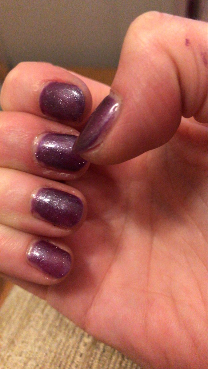 CLflute's tweet image. Bye bye pretty nails 😢 Really looking forward to getting back to ⁦@TheRSC⁩ &amp;amp; #RSCWife tomorrow but they didn’t have purple sparkly nails in 1690!