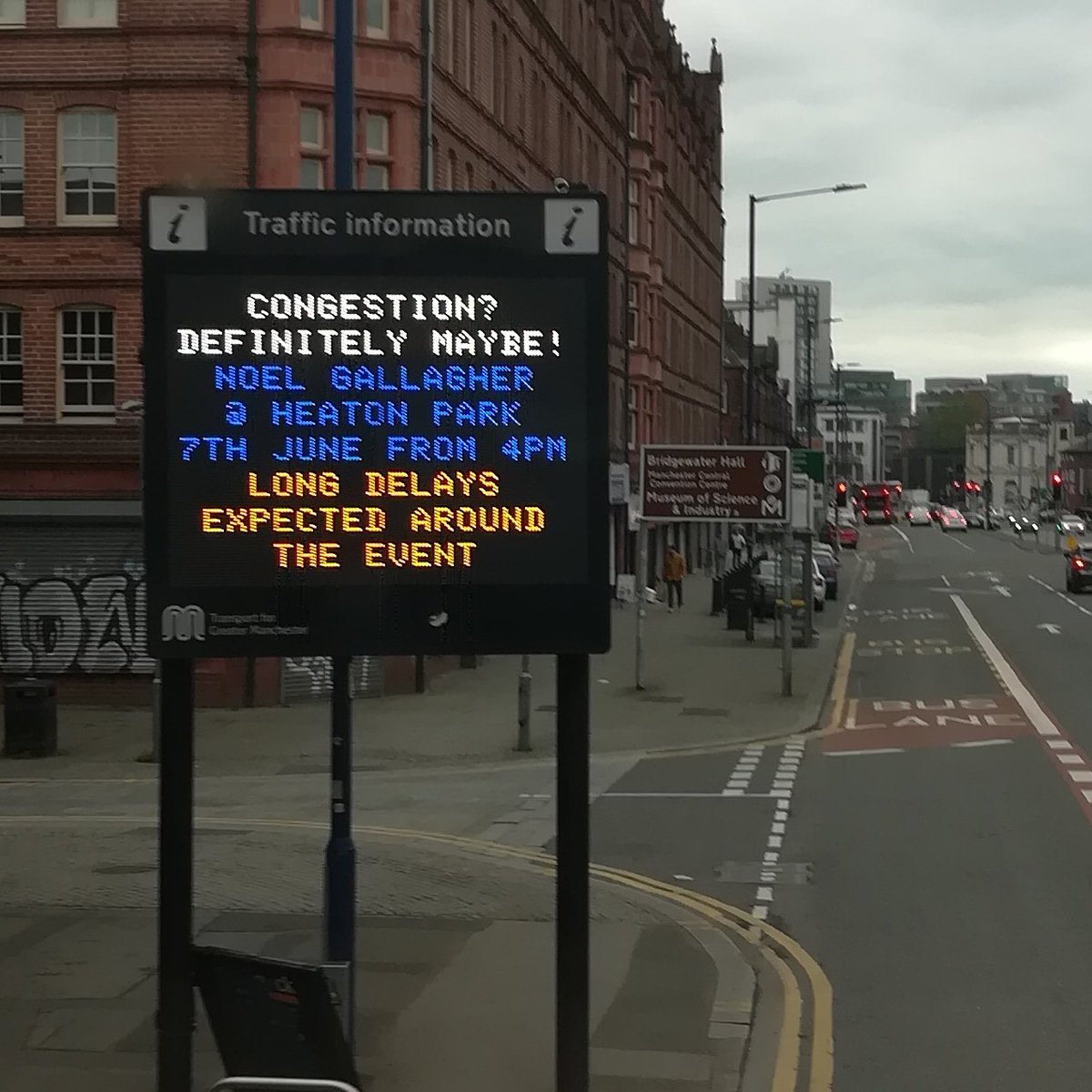ShaunFarrelly's tweet image. Hey Now, @OfficialTfGM are at it again with their traffic signs. Some Might Say they're getting more amusing, Little By Little. Whatever you think, whoever came up with this Masterplan is a Rock N Roll Star, D'Ya Know What I Mean?

#Manchester #TfGM #Parklife #NoelGallagher