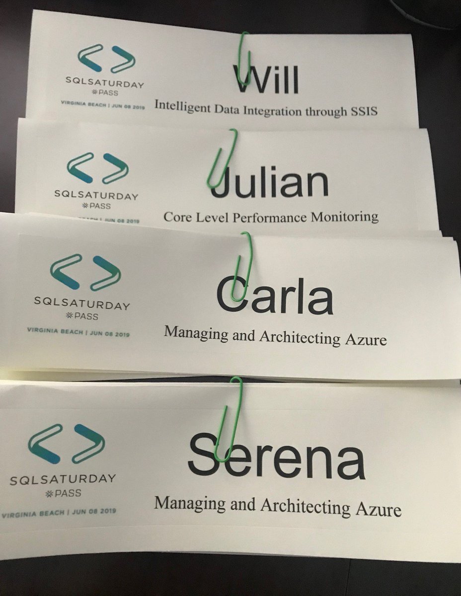 Printing Name Plates for <a href="/SQLSatVABeach/">SQL Saturday Virginia Beach</a> Full Day In Depth Pre Cons on 6/7 It's not too late to add your name to the stack Register today! bit.ly/SQLSatVASSISBI… bit.ly/SQLSATVABeachA… bit.ly/SQLSatVABeachP… #sqlpas #hamptonroads #vabeach #norfolk #portsmouth #training #wavy10