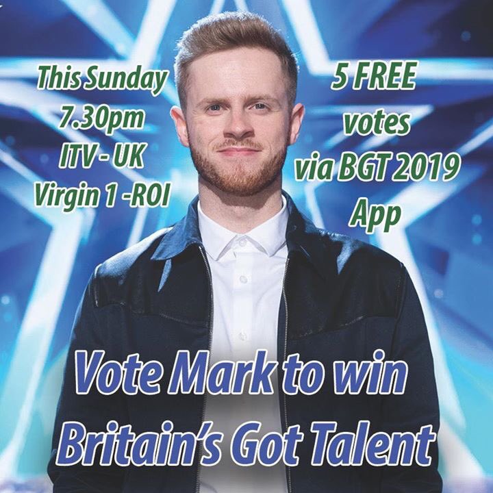 Can we all get behind this local lad #MarkMcMullan who’s in #BGTFinal this evening. 1st time someone from our wee country has gotten this far in the comp. Please retweet &amp; use the app to give him 5 votes 👏🏻@XtineDorrian <a href="/radiostephen/">Stephen Clements</a> <a href="/RealCFrampton/">Carl Frampton MBE</a> <a href="/PeteSnodden/">Pete Snodden</a>
