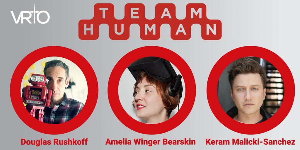 VRToronto's tweet photo. We have now opened up rush line tickets for today's live taping of @teamhumanshow at #VRTO2019 -  Media theorist and author #DouglasRushkoff brings his latest “Team Human” to #Toronto for a live taping of his podcast. 

Tix - https://t.co/JEOmlWVPwe https://t.co/N0t0yW3ZNd