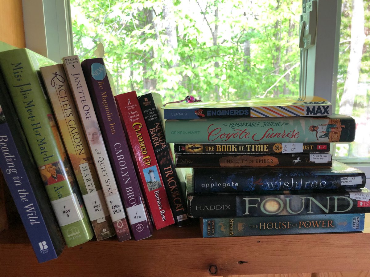ThisLaurieJo's tweet image. 14 days of relaxing lake time=14 books to read. Some from ⁦@CheneyLibrary, some traveling purchases,⁩ and some from my classroom library ⁦@CheneyElem⁩ #booknerd #Minnesota #atthelake