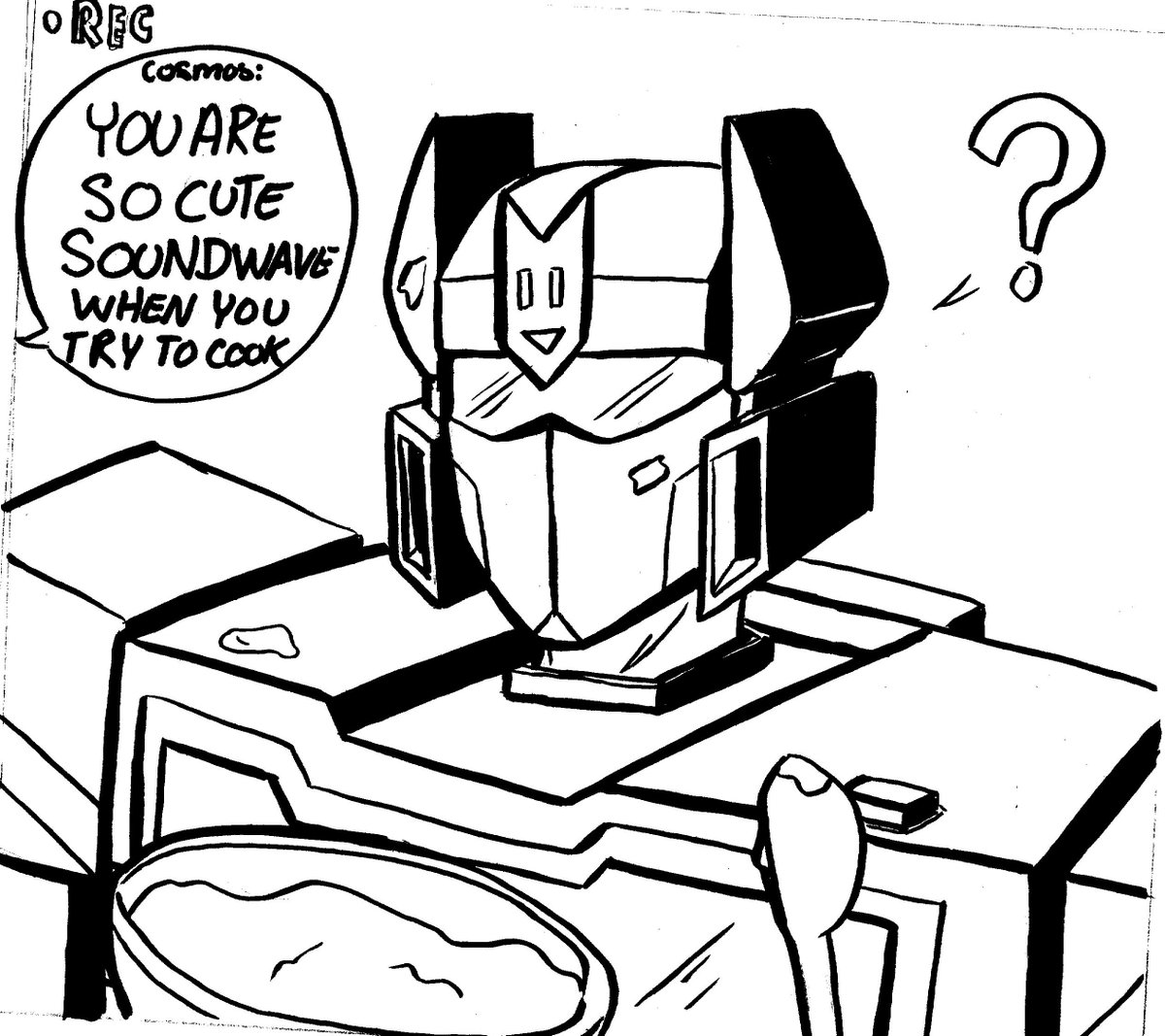 Cyber54prime's tweet photo. Me trying my new pens :)
#Soundwave Cooking Enegon cake for Cosmos
#coswave #Transformers #mtmte #rid #exrid https://t.co/pzrcJ2krAc