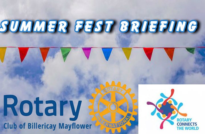 Mayflower_Pres's tweet photo. Summer Fest Briefing
Rotary Club of Billericay Mayflower
https://t.co/eny9V2yBQz https://t.co/jeN2QHd0Rk
