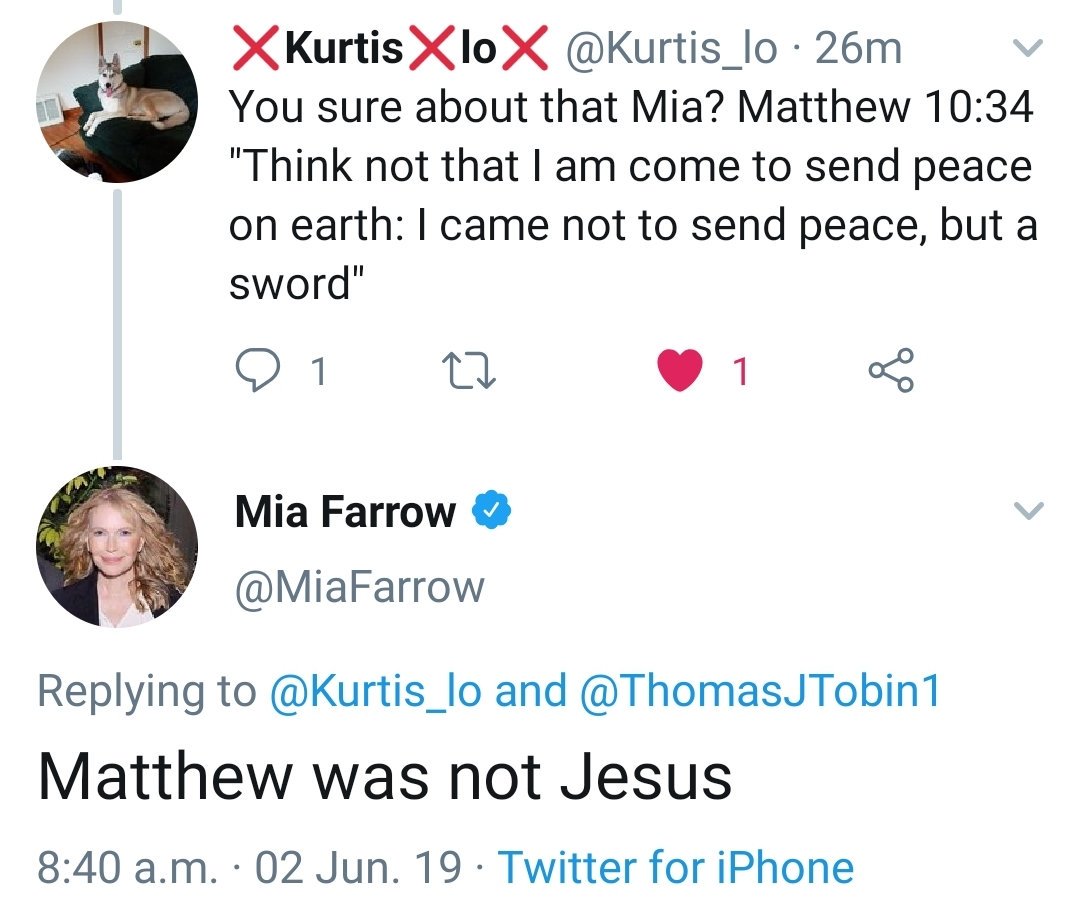 Dr John M Hamblin on Twitter "Ladies and gentlemen, Mia Farrow, Bible