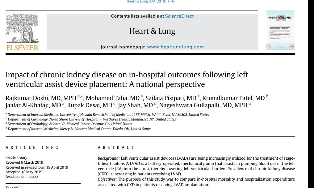 kap2086's tweet photo. Impact of #CKD on in-hospital outcomes following #LVAD placement https://t.co/puCh0rupD9 https://t.co/8cMhoTvMI0