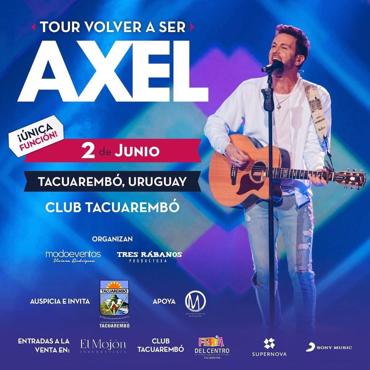 UnivAx_Uruguay's tweet photo. Hoy vamos a #VolverASer en #Tacuarembó en un show imperdible y mágico de @AxelOficial
¿Nos vemos?
Hoy #Tacuarembó #VolverASer #VolverASer1 #Uruguay https://t.co/x9NuS6yft5