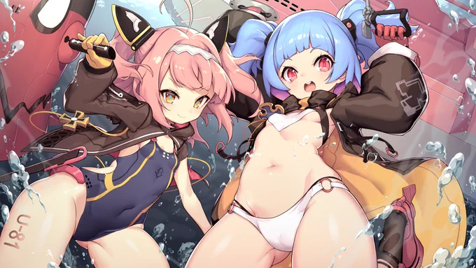 2周年!u81♥ u556 #碧蓝航线 #アズールレーン #U-81(アズールレーン) #U-556 #ロリ #貧乳 https://t.co/0BrPzxMmd3 