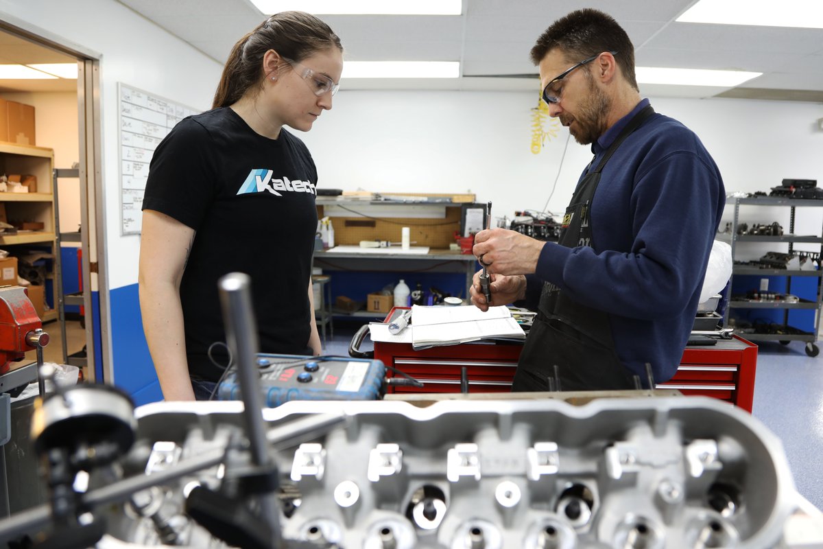 Engine Builder Dean Peletier and Technician Lauren Tamez going over parts for an LSX Block.
#katech #chevy #corvette #camaro #trucks #lt #ls #carswithoutlimits #becauseracecar #vehicles #car #racecar #racing #trackcar #ride #road #sportcar #engine #drive #cars