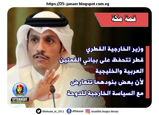 وزير الخارجية القطري قطر تتحفظ على بياني القمتين العربية والخليجية لأن بعض بنودهما تتعارض مع السياسة الخارجية للدوحة