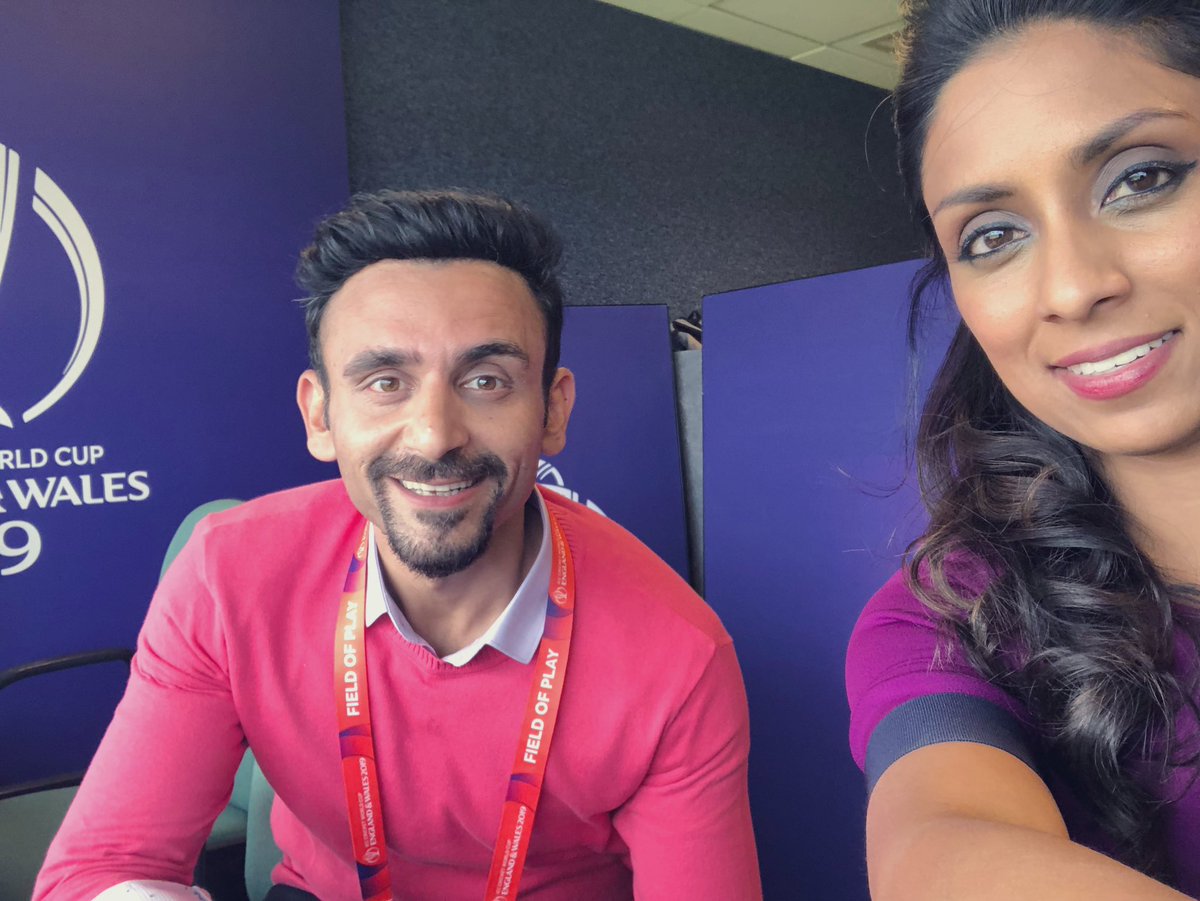 isaguha's tweet photo. First day back with @StarSportsIndia and great to see this dude again @jatinsapru @cricketworldcup @ICC #BANGvSA https://t.co/S2WLuvVRgJ