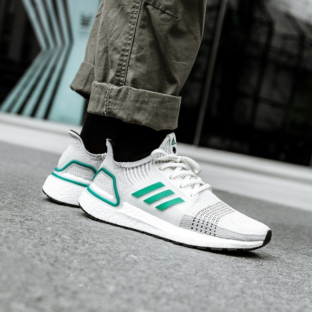 white and green ultra boost