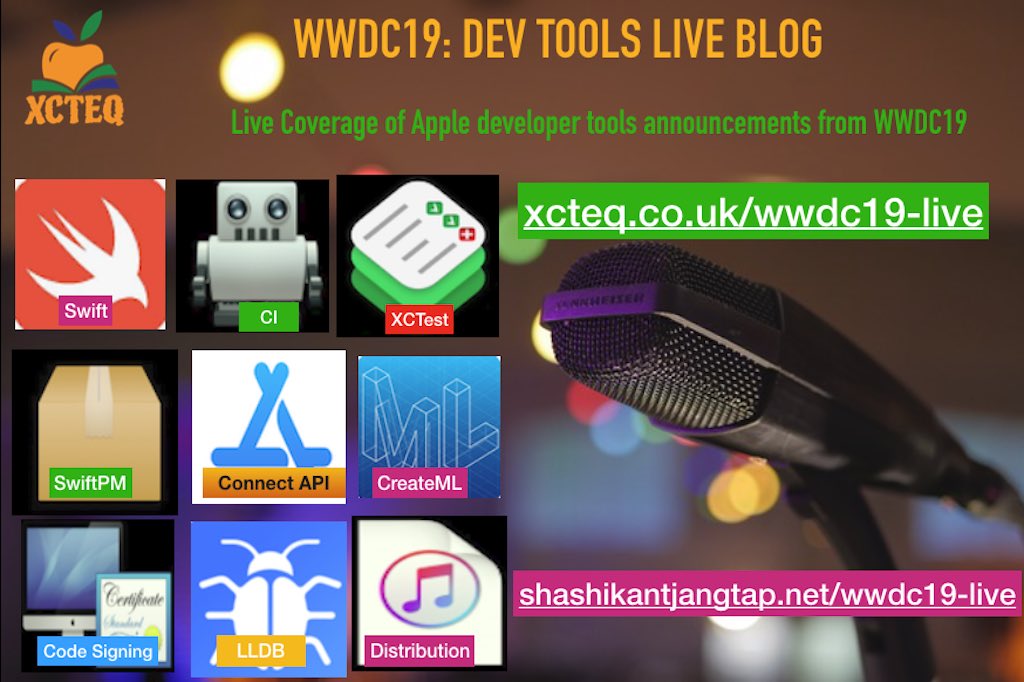 Shashikant86's tweet photo. Live Blog 👨🏻‍💻 for #WWDC19   covering just Apple Developer tools 🛠 updates. No spammer 🖥📱⌚️💻 Stay Tuned #Xcode #Swift #SwiftPM #XCTest #XcodeServer #ConnectAPI #LLDB https://t.co/7UhyNCH41y https://t.co/F2CZcfrjL5