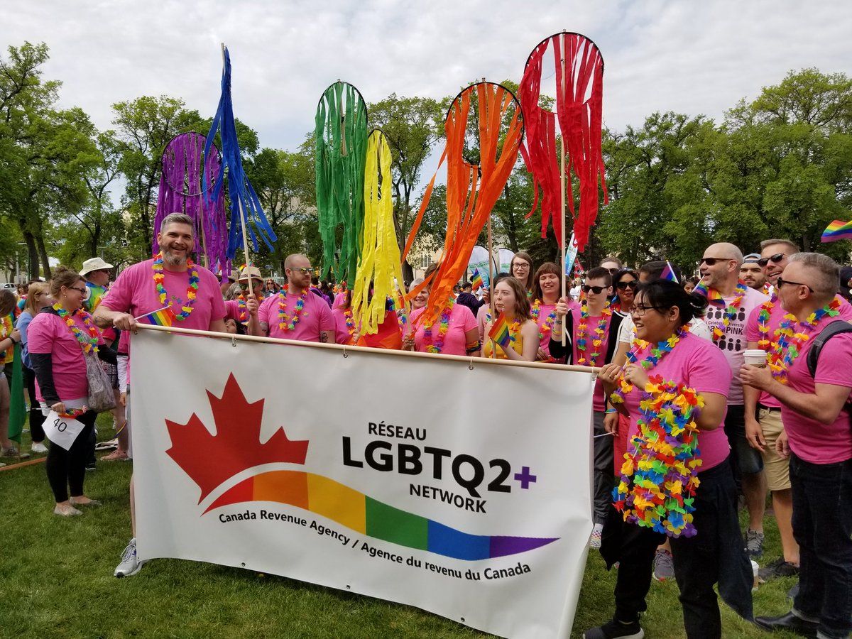 Ready to go! Anxiously anticipating the start of the Winnipeg Pride Parade #LGBTQ2 #CRAInclusionARC #CRAInclusionARCJune