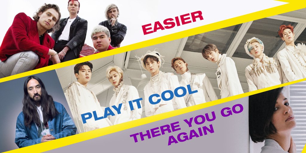 radiodisney's tweet photo. Tell us which is your favorite new song on Radio Disney this week!
1. @5SOS #Easier
2. @steveaoki & @OfficialMonstaX #PlayItCool
3. @ErinBowmanMusic #ThereYouGoAgain https://t.co/gBPEqy68qo