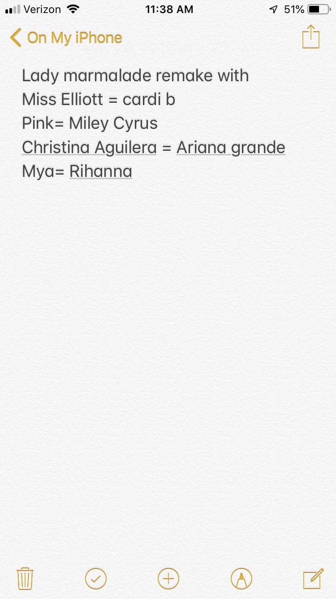 LukeandTony's tweet photo. Can this happen - I keep having dreams about it - @ArianaGrande @MileyCyrus @iamcardib @rihanna @Pink @xtina @MissyElliott #ladymarmalade https://t.co/wJr90GJm0j