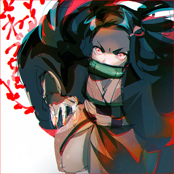 kitiさんがTwitterに投稿した竈門禰豆子(鬼滅の刃)のイラスト。