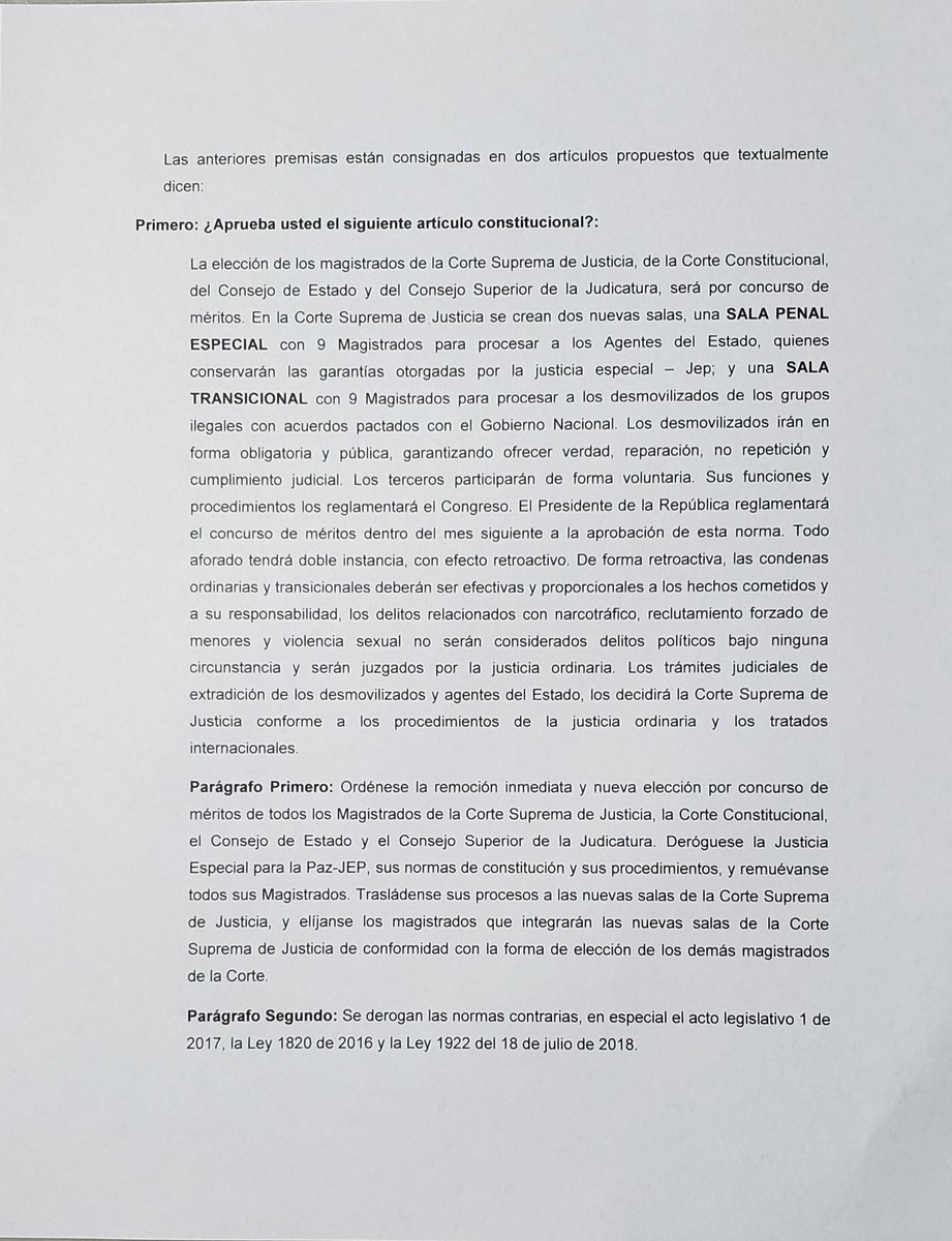 Referendo2020's tweet photo. Comunicado No. 001 Comité Nacional "Referendo Colombia 2019" https://t.co/jzf55Mdmx4