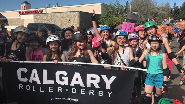 CGYROLLERDERBY's tweet photo. CRD is at the Lilac Festival right now in #yyc, and look at all the @juniorderbyYYC junior skaters representing too!! Have fun out there skaters, and don’t forget your sunblock... and glitter. #yycevents https://t.co/84PrUFr1LB