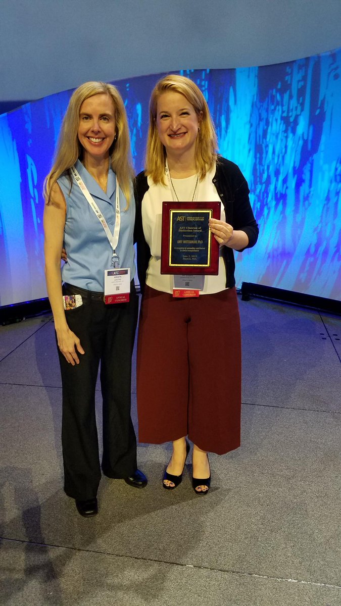 amywaterman (@amywaterman) on Twitter photo So honored to be recognized by <a href="/AST_info/">American Society of Transplantation (AST)</a> at #ATC2019Boston today! The 2019 AST Clinician of Distinction is not just an award to me but to my team <a href="/exploretxplant/">Explore Transplant</a> and my partners <a href="/dpeipert/">Devin Peipert</a> <a href="/HealthLitMedia/">HLMedia</a> @terasakiresrch <a href="/UCLAHealth/">UCLA Health</a> <a href="/KristaLentine/">Krista Lentine, MD,PhD | FASN | FAST</a> Francis Weng & so many! So honored to be recognized by <a href="/AST_info/">American Society of Transplantation (AST)</a> at #ATC2019Boston today! The 2019 AST Clinician of Distinction is not just an award to me but to my team <a href="/exploretxplant/">Explore Transplant</a> and my partners <a href="/dpeipert/">Devin Peipert</a> <a href="/HealthLitMedia/">HLMedia</a> @terasakiresrch <a href="/UCLAHealth/">UCLA Health</a> <a href="/KristaLentine/">Krista Lentine, MD,PhD | FASN | FAST</a> Francis Weng & so many!