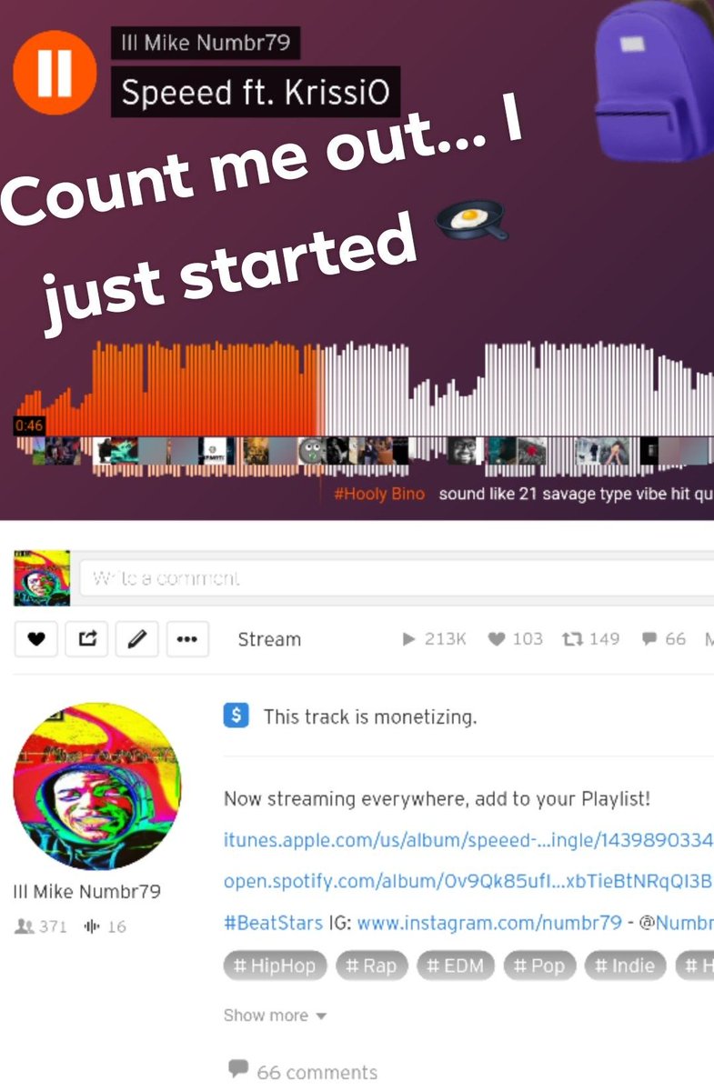 IllMikenumbr79's tweet photo. Over 200,000 hits Check out my single 'Speeed' on #SoundCloud today 🎒🍳✊🏿 #numbr79 #holonis #BentleyRecords #BentleyGang
https://t.co/V1OxfT5rxp https://t.co/1DSEG4vsaz