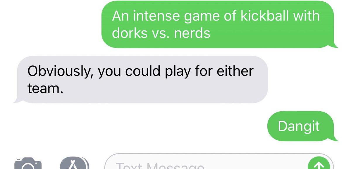 11MyJam's tweet photo. Sent my Dad a picture of my kids playing kickball with their friends and immediately got roasted.
#DadBurn https://t.co/pqxWZf6TZa