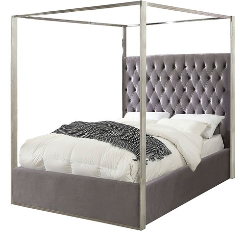 BestCreativeIn1's tweet image. There are many ways to add #elegance to your #bedroom, a #grand bed is a great place to start! Adding this #King size Grey #Velvet #Upholstered #Canopy Bed with Chrome Canopy will make you feel like #royalty. Love the #look? You could #order today and get it #delivered!