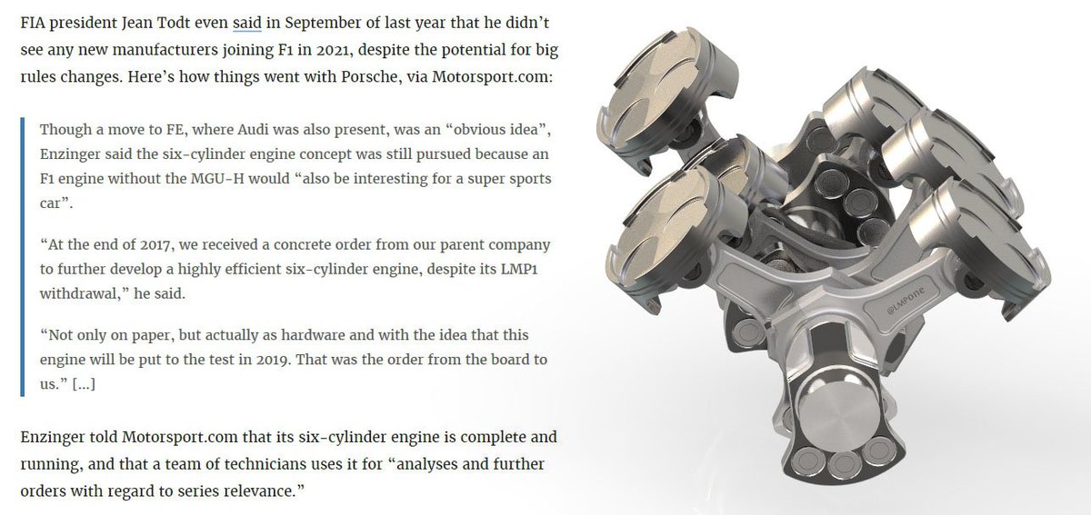 LMPone's tweet image. Porsche F1 V6 engine - so it was true! Team V4+2 😮 (text from  @Jalopnik via @Motorsport ):