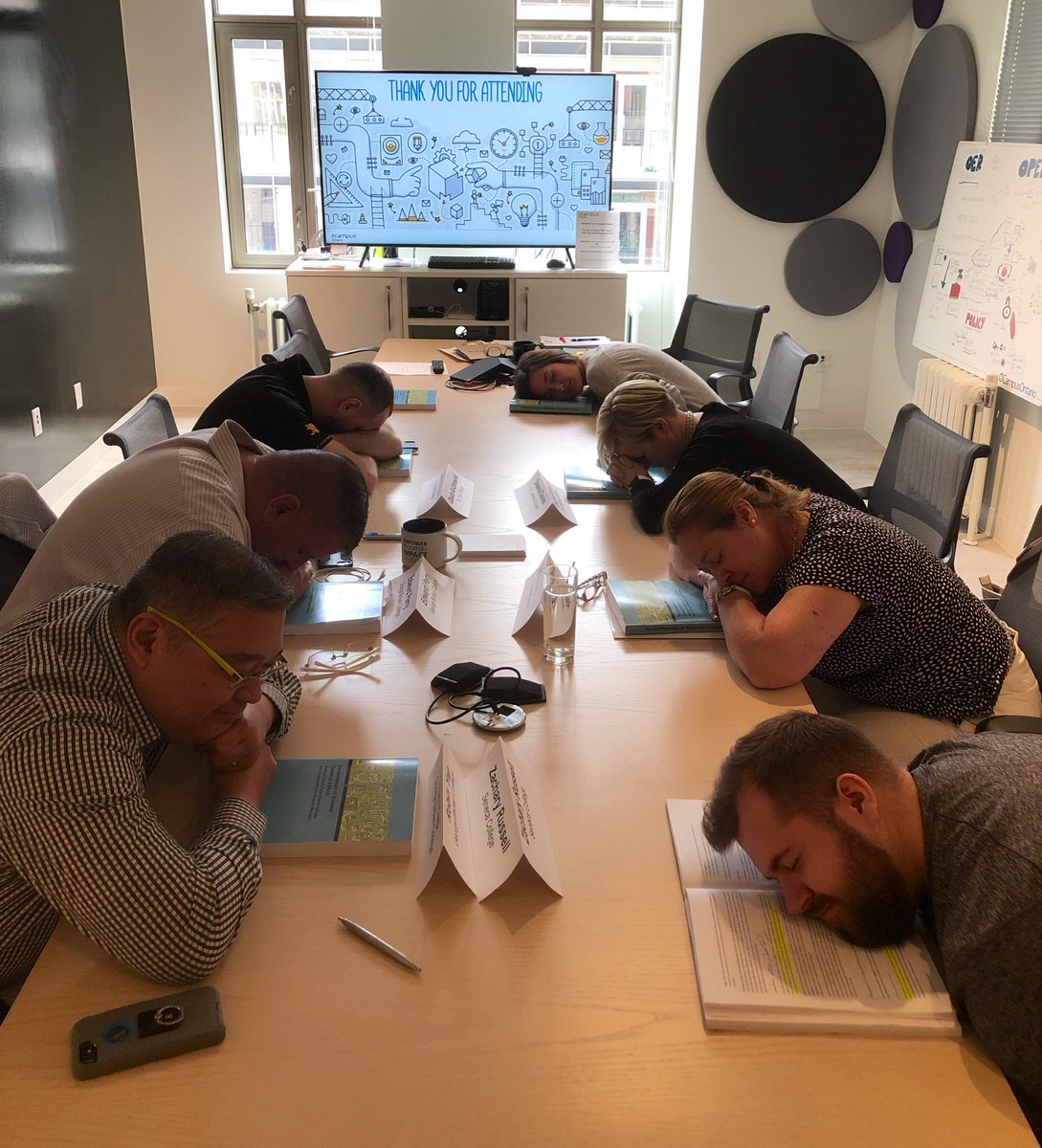 Everyone needs a little rest after COMPLETING A SPRINT! This amazing group of sprinters work will positively impact so many faculty and students! Let’s give a big round of applause to this incredible team!

#OER #OEP #OpenAtScale #OpenEducation #RRUMALAT <a href="/eCampusOntario/">eCampusOntario</a> #HigherEd