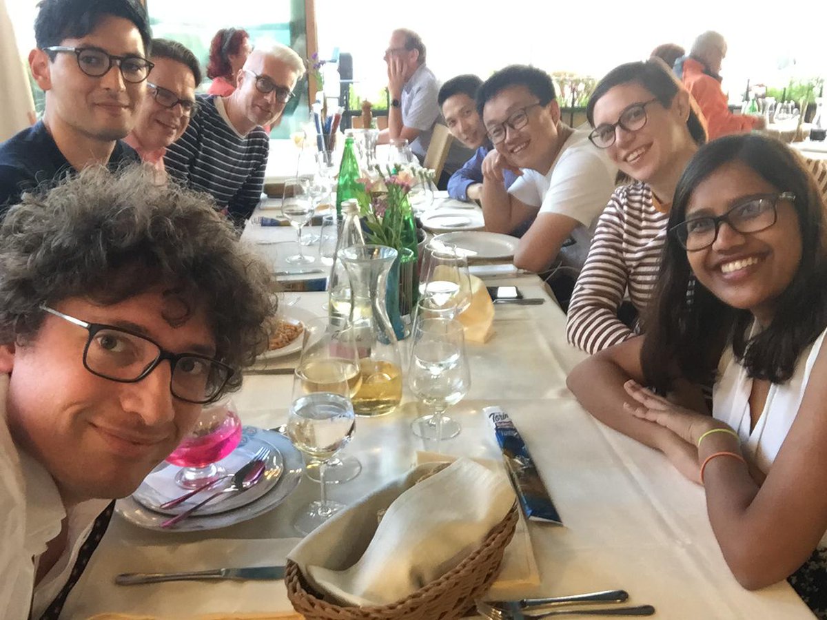 #DL4KG2019 well deserved Workshop Dinner. 
#ESWC2019 <a href="/em_alam/">Mehwish Alam</a> <a href="/lysander07/">Harald Sack</a> <a href="/FraOsborne/">Francesco Osborne</a>